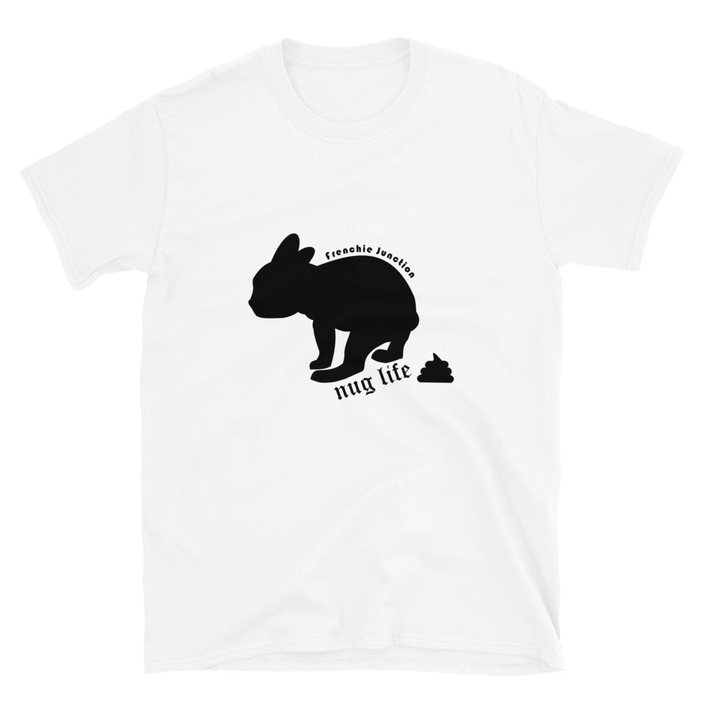French Bulldog Frenchie  T-Shirt Black Silhouette White Tee