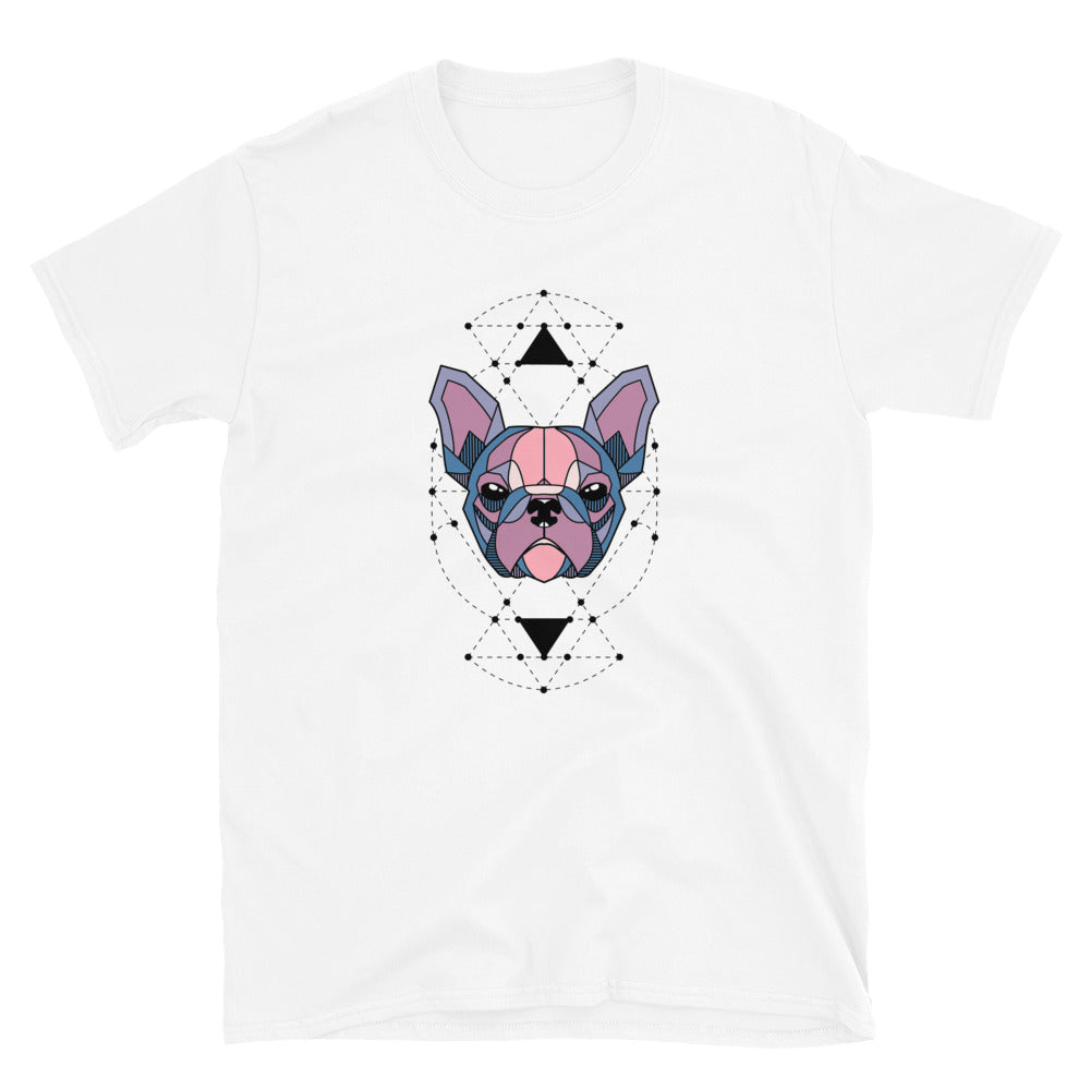 French Bulldog Frenchie  T-Shirt Geometric Color White Tee